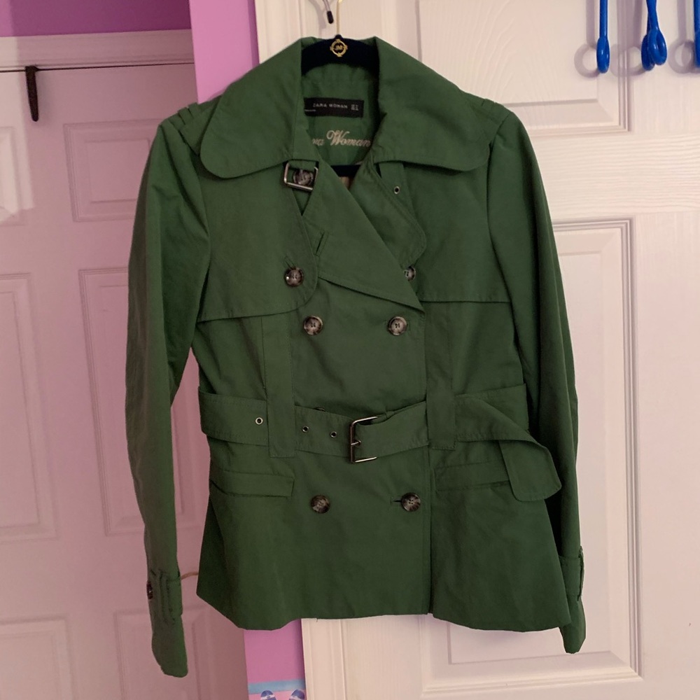 Green Zara belted trench